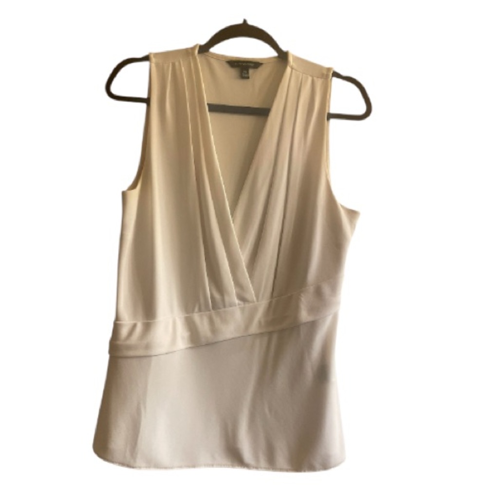 Banana Republic Women's Faux Wrap Ivory Top V-Neck SZ M